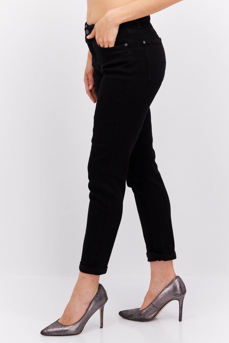 Red Tape سروال ضيق مزين بشعار للنساء، أسود - Image 2